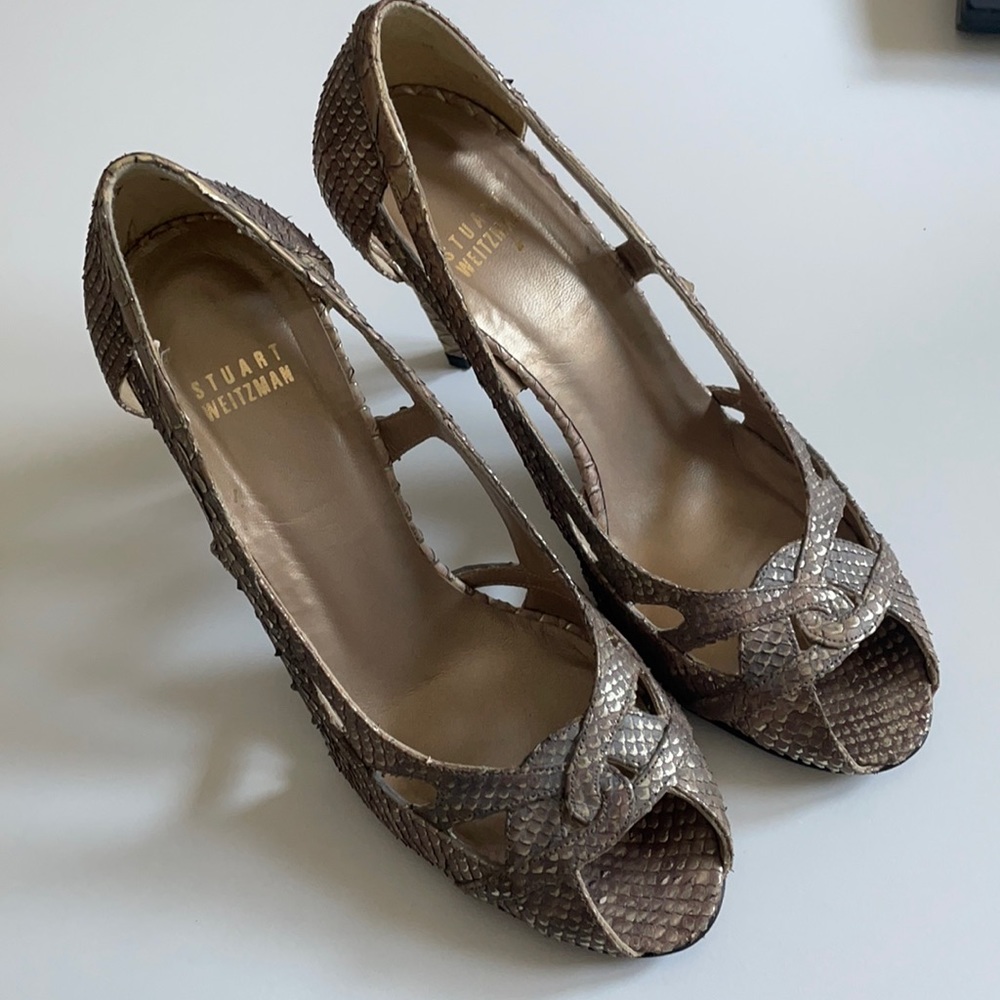 Vintage Stuart Weitzman Snakeskin Peeptoe Heels